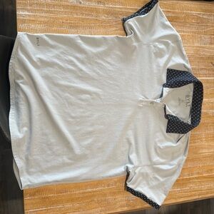 BYLT Basics Light Gray Polo with Black Polka Dot Collar